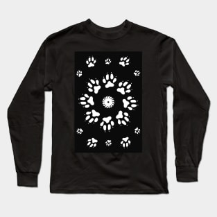 Black and White Dog Paws Long Sleeve T-Shirt